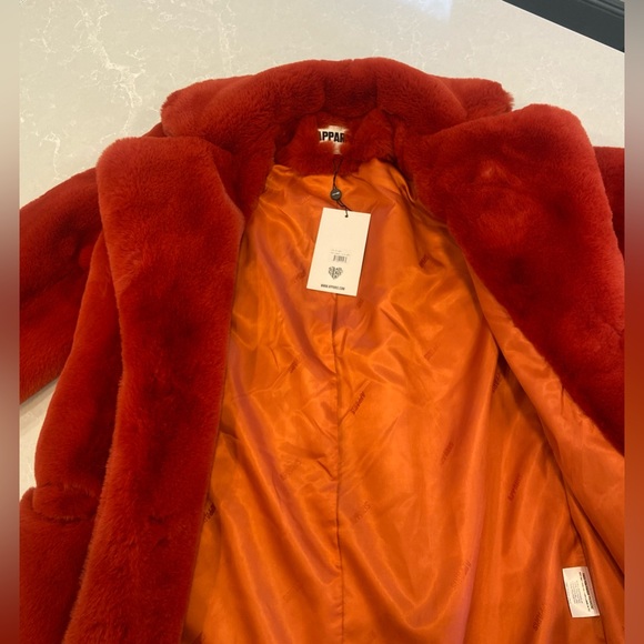 Apparis Sophie Faux Fur Coat Ginger - Picture 8 of 15